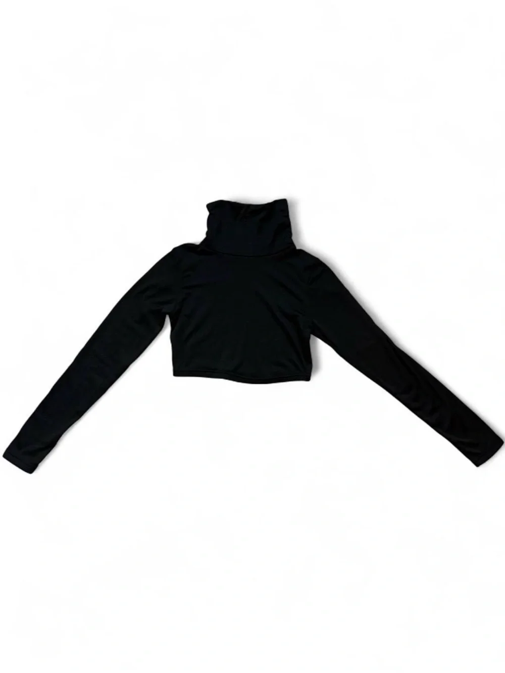 Black Long Sleeve Turtleneck Crop Top